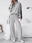 Deux Pièces Ensembles Décontracté Bloc de Couleur Printemps / Automne Naturel Ample Jersey Manches Longues Top Avec Pantalons Régulier pour Femmes