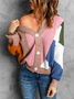 Cardigans Femmes Décontracté Bloc de Couleur Hiver Micro-élasticité Quotidien Ample Manches Longues Laine/Tricot Régulier
