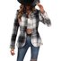 Col de Chemise Manches Longues Régulier Plaid Blouson Aviateur Blouson Boucle pour Femmes