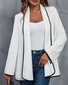 Micro-élasticité Col V Manches Longues Régulier Plain Kimono à Lacets pour Femmes