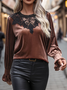 Chemisiers1 Décontracté Plain Printemps / Automne Velours Micro-élasticité Quotidien Manches Longues Régulier Régulier pour Femmes