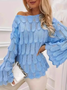 Pulls Femmes Décontracté Plain Printemps / Automne Quotidien Manches Longues Col Rond Fil/fil de laine Droit Régulier