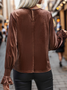 Chemisiers1 Décontracté Plain Printemps / Automne Velours Micro-élasticité Quotidien Manches Longues Régulier Régulier pour Femmes