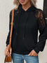 Sweat-shirts Femmes Décontracté Plain Printemps / Automne Polyester Sweat-shirt à Capuche Quotidien Dentelle Toussaint Régulier