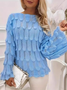 Pulls Femmes Décontracté Plain Printemps / Automne Quotidien Manches Longues Col Rond Fil/fil de laine Droit Régulier