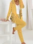 Deux Pièces Ensembles Femmes Décontracté Floral Printemps / Automne Polyester Naturel Quotidien Manches Longues Manteau avec Pantalons Régulier