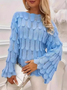 Pulls Femmes Décontracté Plain Printemps / Automne Quotidien Manches Longues Col Rond Fil/fil de laine Droit Régulier