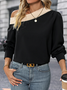Chemisiers1 Décontracté Bloc de Couleur Printemps / Automne Polyester Une Épaule Dénudée Micro-élasticité Quotidien Régulier Régulier pour Femmes