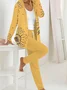 Deux Pièces Ensembles Femmes Décontracté Floral Printemps / Automne Polyester Naturel Quotidien Manches Longues Manteau avec Pantalons Régulier