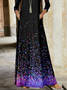 Femmes Ombre Noir Col Rond Confortable Poche Couture Robe Maxi Décontracté