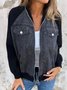 Col Châle Manches Longues Régulier Contrasté Couture Blouson Zip pour Femmes