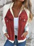 Col Châle Manches Longues Régulier Contrasté Couture Blouson Zip pour Femmes