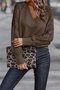 Chemisiers1 Décontracté Bloc de Couleur Printemps / Automne Micro-élasticité Ample Jersey Col Roulé Régulier Régulier pour Femmes