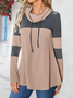 Chemisiers1 Femmes Décontracté Bloc de Couleur Printemps / Automne Ample Jersey Col Roulé Régulier Droit Régulier