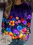 Sweat-shirts Décontracté Floral Printemps / Automne Micro-élasticité Quotidien Manches Longues Régulier Droit Régulier pour Femmes