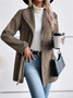 Col Châle Manches Longues Poids lourd Plaid Blouson pour Femmes