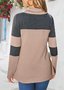 Chemisiers1 Femmes Décontracté Bloc de Couleur Printemps / Automne Ample Jersey Col Roulé Régulier Droit Régulier