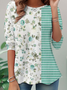 T-shirts Décontracté Floral Printemps / Automne Micro-élasticité Jersey Manches Longues Régulier Régulier Non pour Femmes