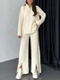 Deux Pièces Ensembles Femmes Décontracté Plain Printemps / Automne Tricoté Naturel Ample Taille Élastique Régulier Élasticité moyenne