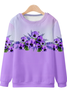 Sweat-shirts Femmes Décontracté Printemps / Automne Violet Floral Polyester Poids lourd Aucune élasticité Manches Longues Col Rond Régulier