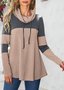 Chemisiers1 Femmes Décontracté Bloc de Couleur Printemps / Automne Ample Jersey Col Roulé Régulier Droit Régulier