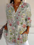 Chemises Femmes Décontracté Floral Printemps / Automne Aucune élasticité Quotidien Manches trois quarts Régulier Droit Col de Chemise