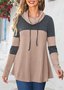 Chemisiers1 Femmes Décontracté Bloc de Couleur Printemps / Automne Ample Jersey Col Roulé Régulier Droit Régulier
