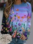 Sweat-shirts Décontracté Floral Printemps / Automne Micro-élasticité Quotidien Manches Longues Régulier Droit Régulier pour Femmes