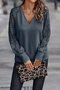 Chemisiers1 Décontracté Bloc de Couleur Printemps / Automne Micro-élasticité Ample Jersey Col Roulé Régulier Régulier pour Femmes