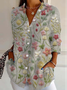Chemises Femmes Décontracté Floral Printemps / Automne Aucune élasticité Quotidien Manches trois quarts Régulier Droit Col de Chemise