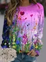 Sweat-shirts Décontracté Floral Printemps / Automne Micro-élasticité Quotidien Manches Longues Régulier Droit Régulier pour Femmes