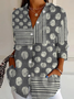 Chemises Rayé Décontracté Printemps / Automne Polyester Aucune élasticité Quotidien Coupe Régulière Manches trois quarts Droit pour Femmes