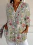 Chemises Femmes Décontracté Floral Printemps / Automne Aucune élasticité Quotidien Manches trois quarts Régulier Droit Col de Chemise