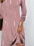 Femmes Géométrique Rose poussiéreux Col Rond Confortable Mini Robe Décontracté
