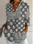 Chemises Rayé Décontracté Printemps / Automne Polyester Aucune élasticité Quotidien Coupe Régulière Manches trois quarts Droit pour Femmes