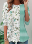 T-shirts Décontracté Floral Printemps / Automne Micro-élasticité Jersey Manches Longues Régulier Régulier Non pour Femmes