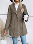 Col Châle Manches Longues Poids lourd Plaid Blouson pour Femmes