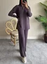 Deux Pièces Ensembles Femmes Décontracté Plain Printemps / Automne Tricoté Naturel Ample Taille Élastique Régulier Élasticité moyenne