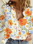 Chemises Femmes Décontracté Floral Printemps / Automne Polyester Léger Aucune élasticité Manches trois quarts Droit Col de Chemise