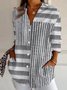 Chemises Rayé Décontracté Printemps / Automne Polyester Coupe Régulière Manches Longues Régulier Droit Col de Chemise pour Femmes