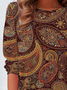 T-shirts Rétro Printemps / Automne anacardier Fleurs Imprimé Quotidien Jersey Manches Longues Col Rond Régulier pour Femmes