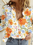 Chemises Femmes Décontracté Floral Printemps / Automne Polyester Léger Aucune élasticité Manches trois quarts Droit Col de Chemise