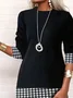 Femmes Pied-de-poule Noir-Blanc Confortable Mini Robe Décontracté