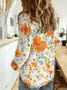 Chemises Femmes Décontracté Floral Printemps / Automne Polyester Léger Aucune élasticité Manches trois quarts Droit Col de Chemise