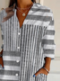 Chemises Rayé Décontracté Printemps / Automne Polyester Coupe Régulière Manches Longues Régulier Droit Col de Chemise pour Femmes