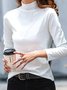 T-shirts Femmes Décontracté Plain Printemps / Automne Tricoté Quotidien Manches Longues Régulier Faux Col Non