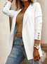 à Col Revers Manches Longues Régulier Plain Blazer Boucle pour Femmes