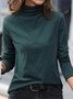 T-shirts Femmes Décontracté Plain Printemps / Automne Tricoté Quotidien Manches Longues Régulier Faux Col Non