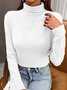 T-shirts Femmes Décontracté Plain Printemps / Automne Tricoté Quotidien Manches Longues Régulier Faux Col Non