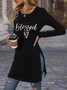 T-shirts Décontracté Printemps / Automne Jésus Copie Micro-élasticité Jersey Manches Longues Col Rond Mi-long Droit pour Femmes